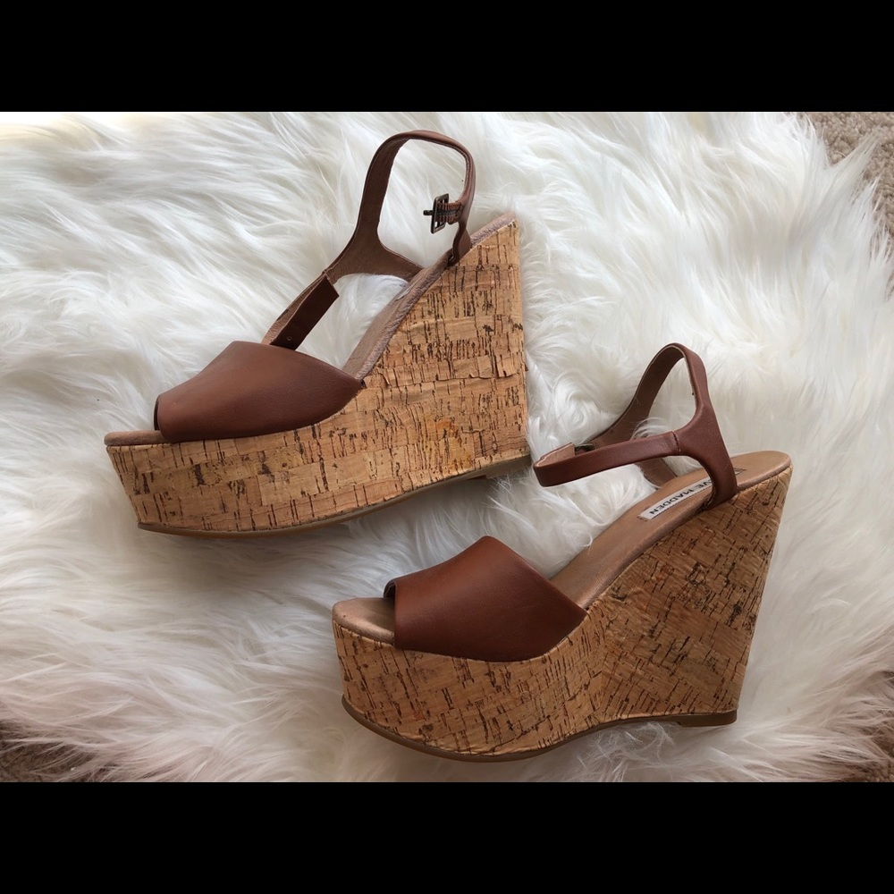 Steve Madden Wedge Sandal Cork Open Toe Platform